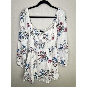 Lumiere Dress Womens Small Floral Smocked Waist Long Sleeve Urban Outfitters